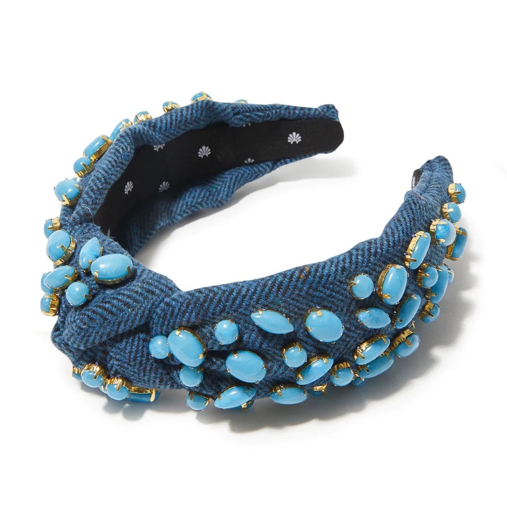 EUC Lele Sadoughi Midnight Pebble Embellished Knotted Headband